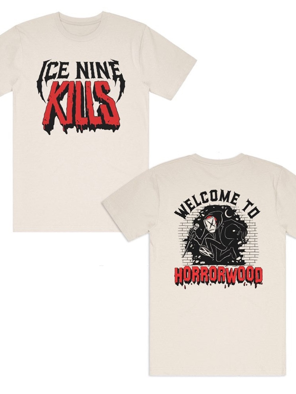 Ice Nine Kills cream graphic t-shirt Welcome to Horrorwood collection Size XL